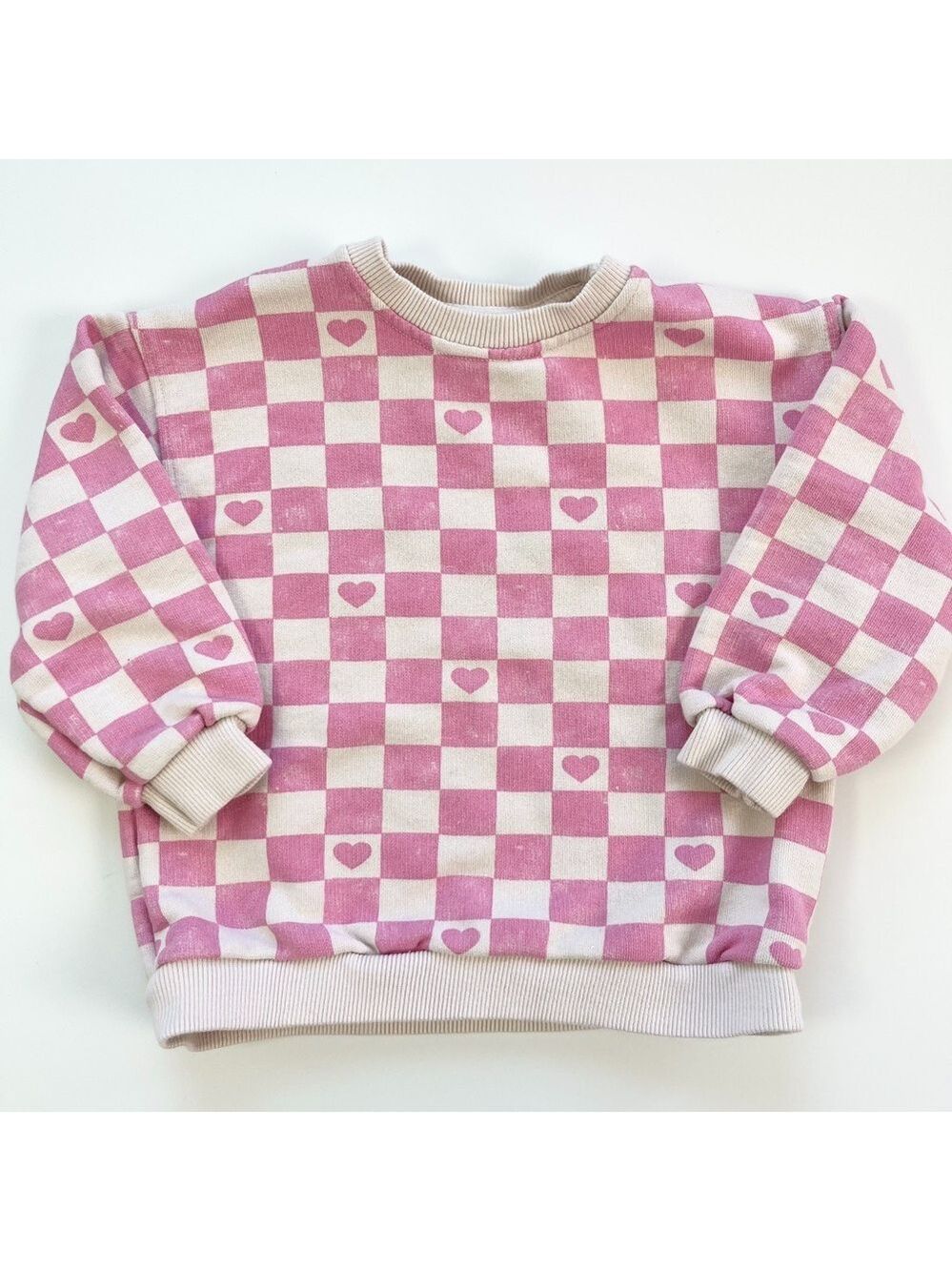 Zara‎ Pink and White Checkered Kids Sweater